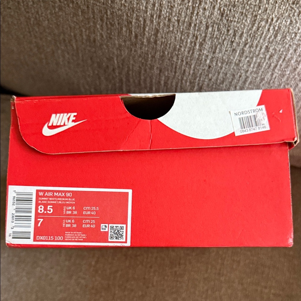 Nike Air Max 90 White with Blue Swoosh - Picture 8 of 8